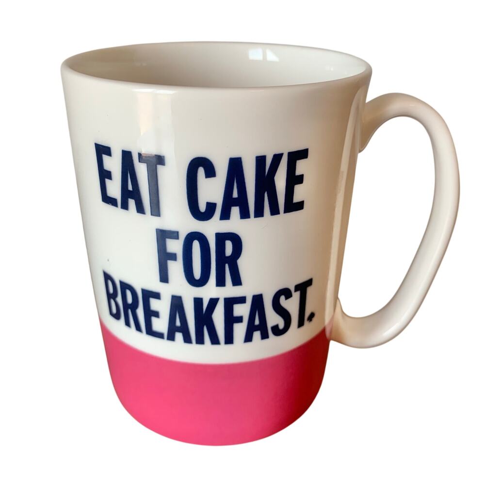 Lenox Kate Spade NY Things We Love “EAT CAKE FOR BREAKFAST” Coffee Tea Mug Pink